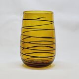 Vintage Murano Vase Mid Century Blown Glass Yellow Brown Spiral Style Ve
