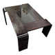 Vintage rosewood and smoked glass coffee table from the 1980s