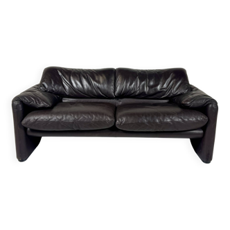 Maralunga by Vico Magistretti for Cassina, Brown Leather, 1973 (2 available)