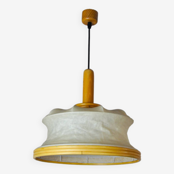 "Cocoon" pendant light, resin and pine, Italy, 1970