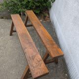 Pair of solid oak benches