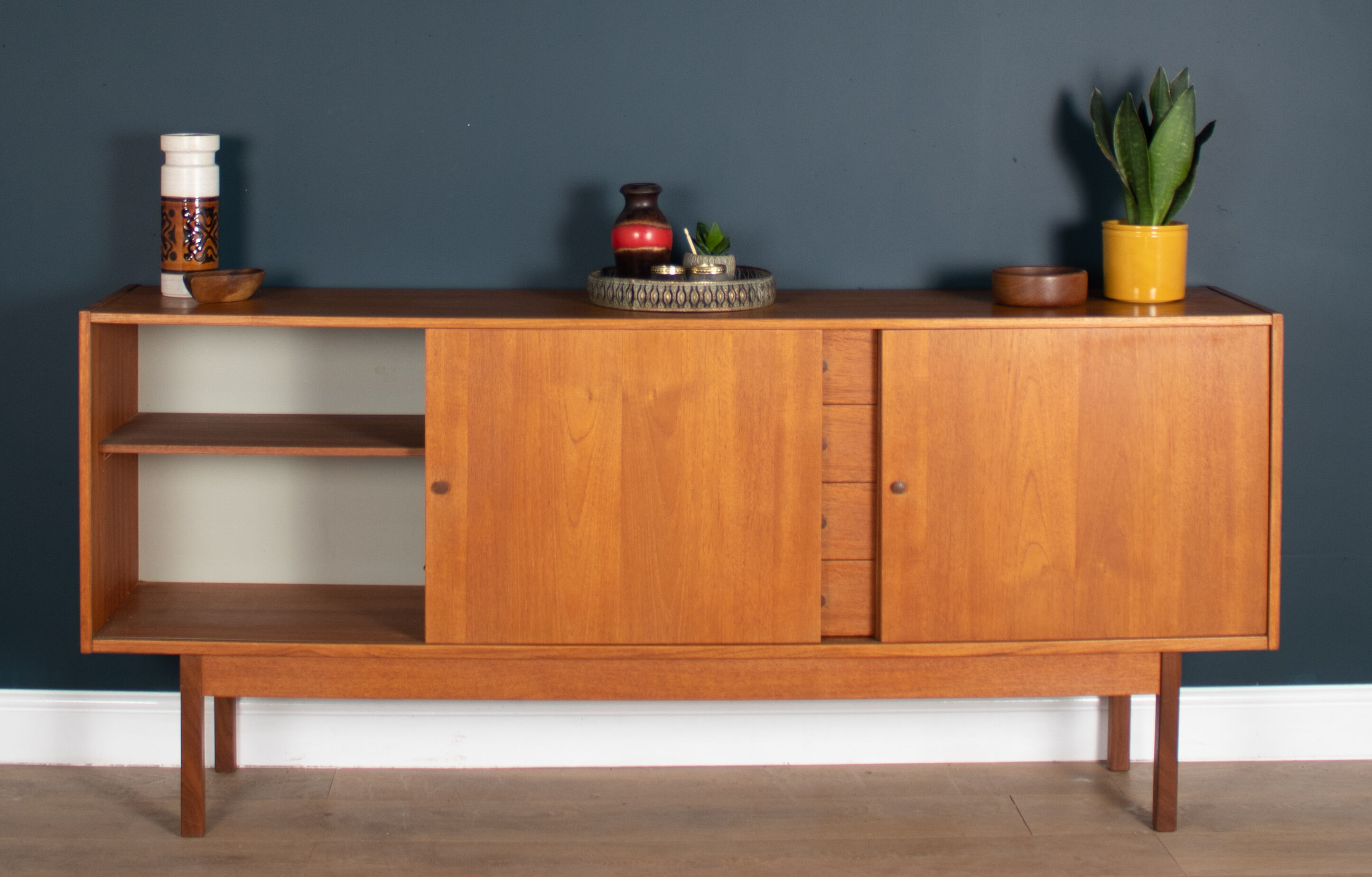 Restored Long Teak Retro 1960s Danish Sideboard