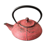 Cast iron teapot dark pink color. Dragonfly patterns