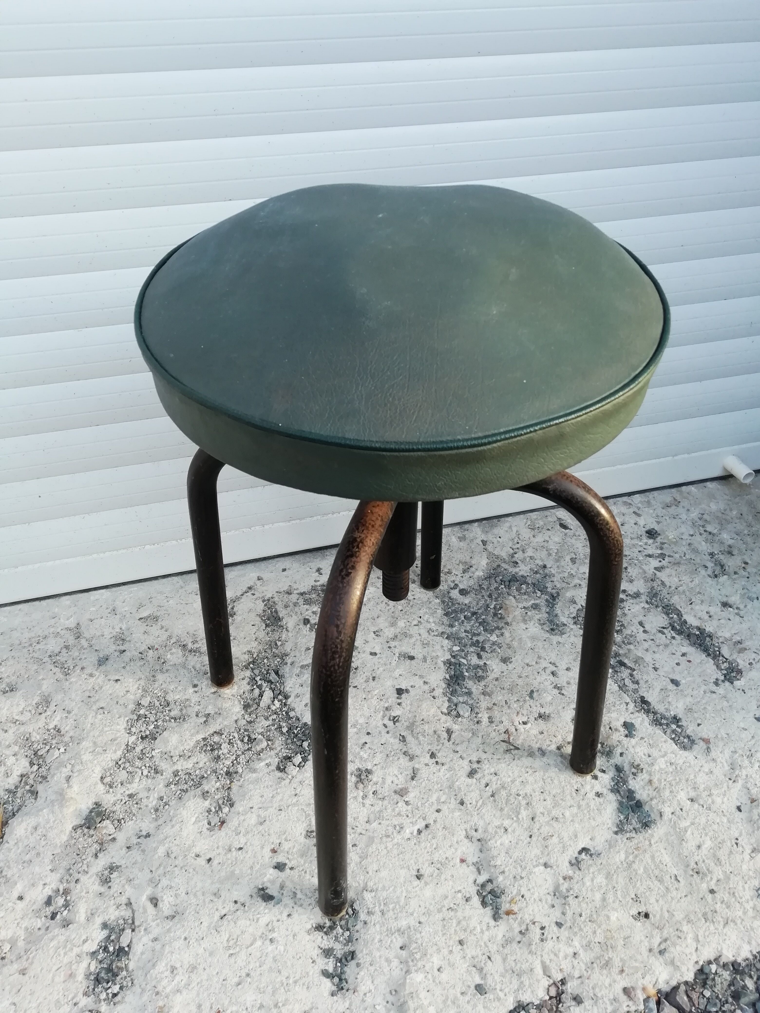 Industrial stool leatherette and steel