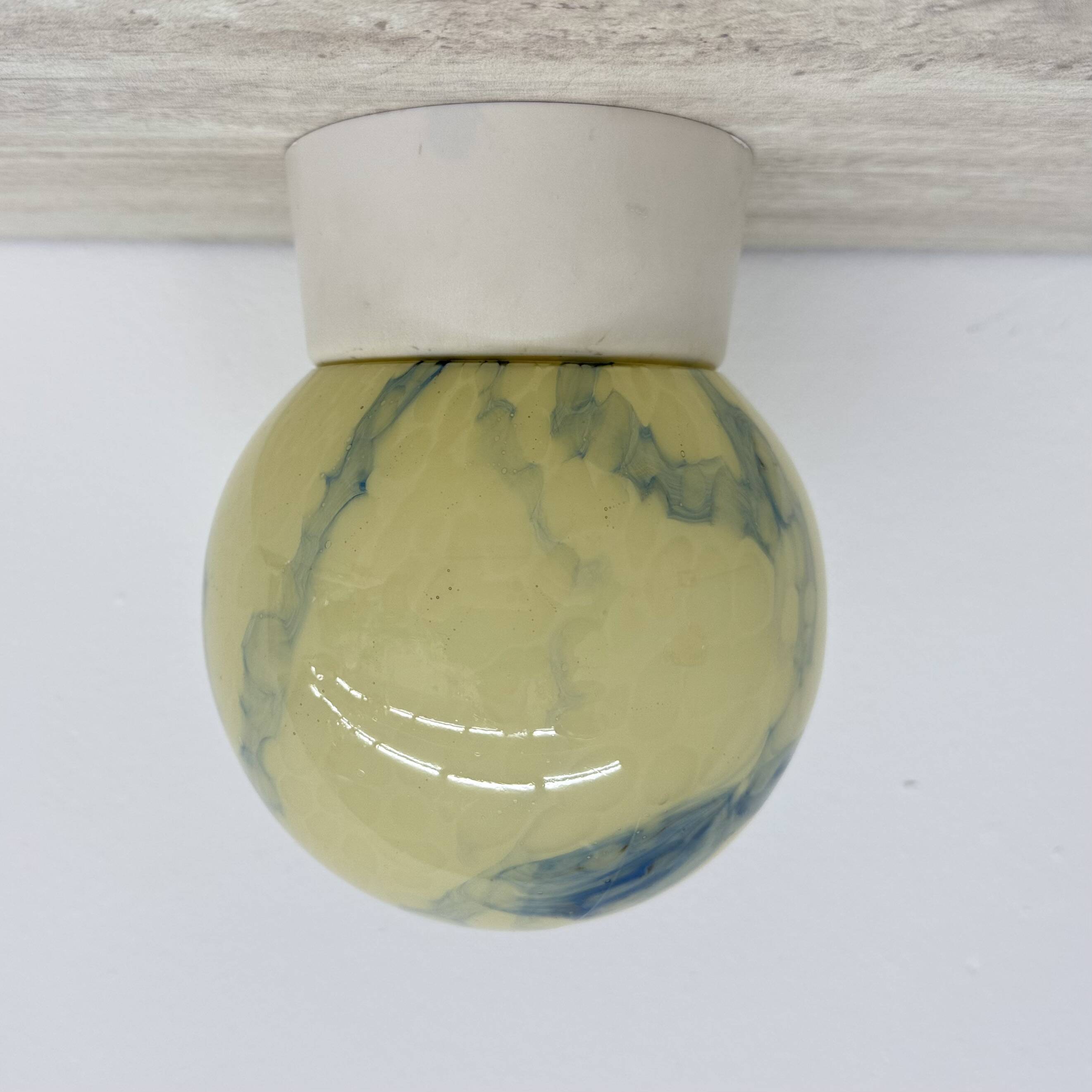 Thabur art deco marbled glass ceiling lamp , 1930s the Netherlands