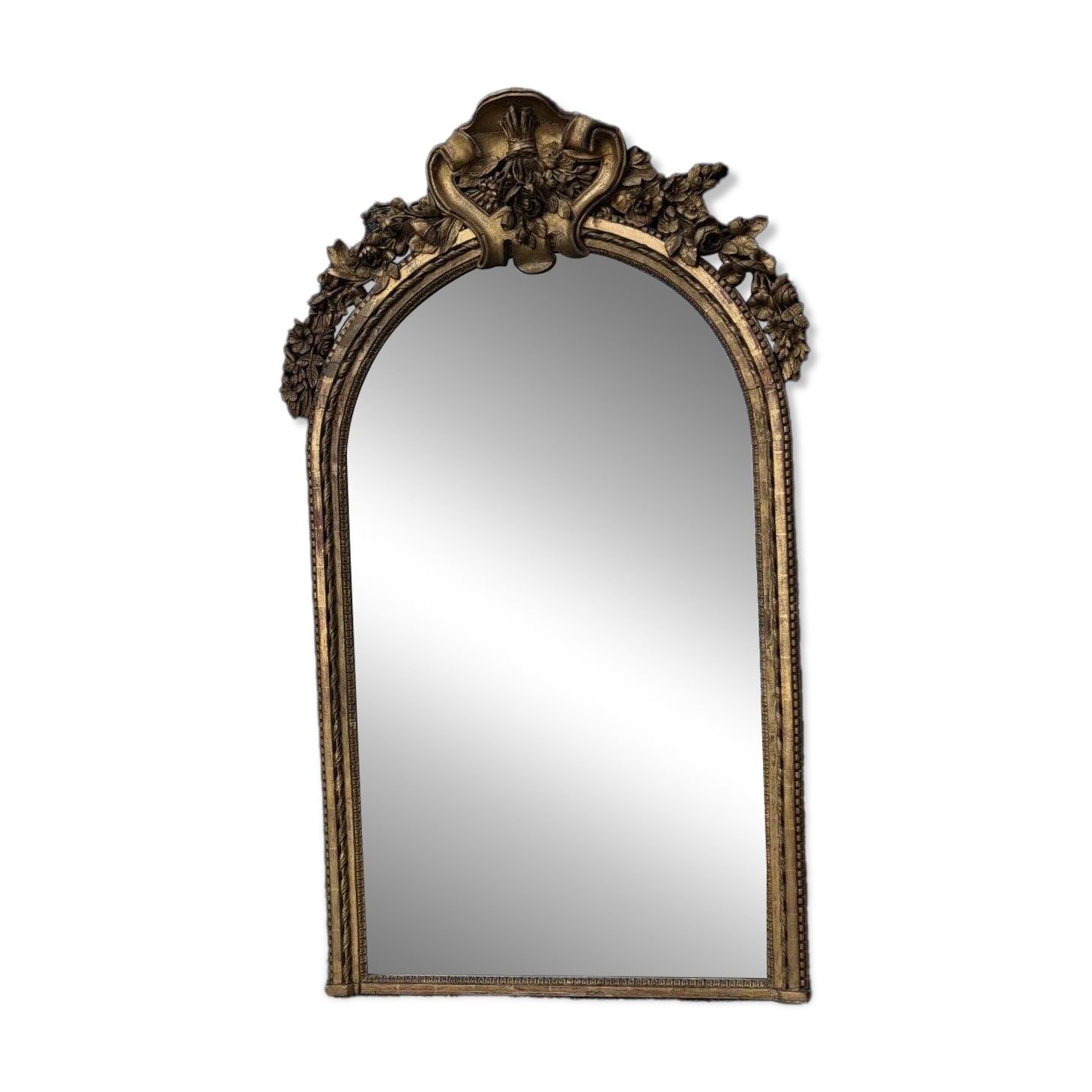 Mirror, Louis XVI Mantelpiece in Carved and Gilded Wood, 18th Century