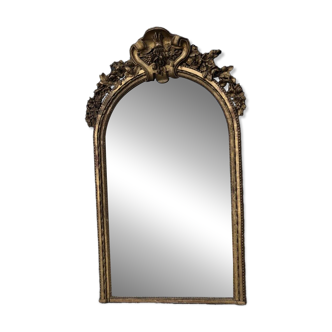 Miroir, Trumeau De Cheminée Louis XVI En Bois Sculpté Et Doré, XVIIIème Siè