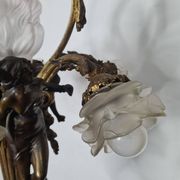 LOUIS XV style chandelier in gilded and patinated bronze with draped women