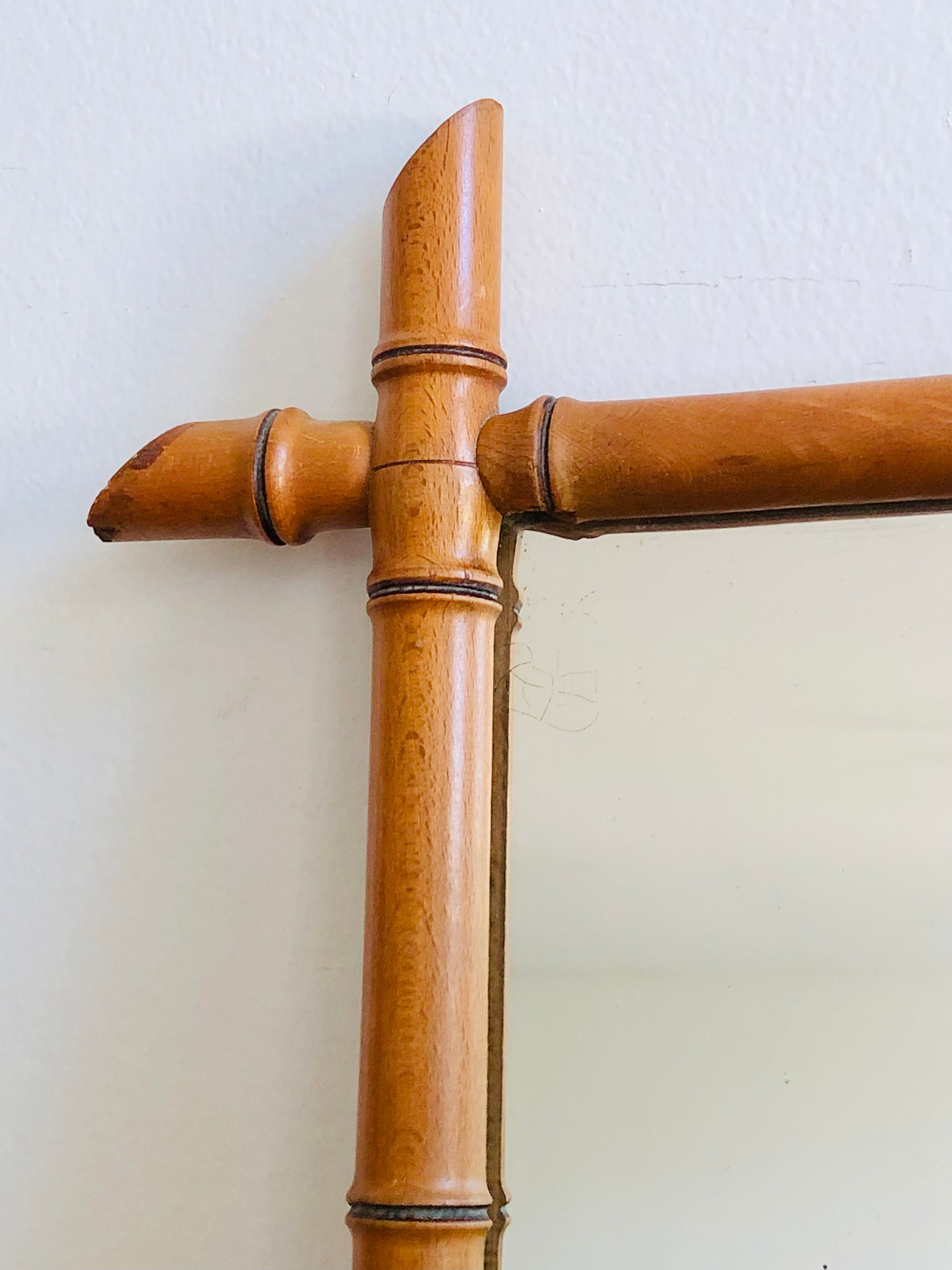 Wall mirror in faux bamboo wood 60x48cm