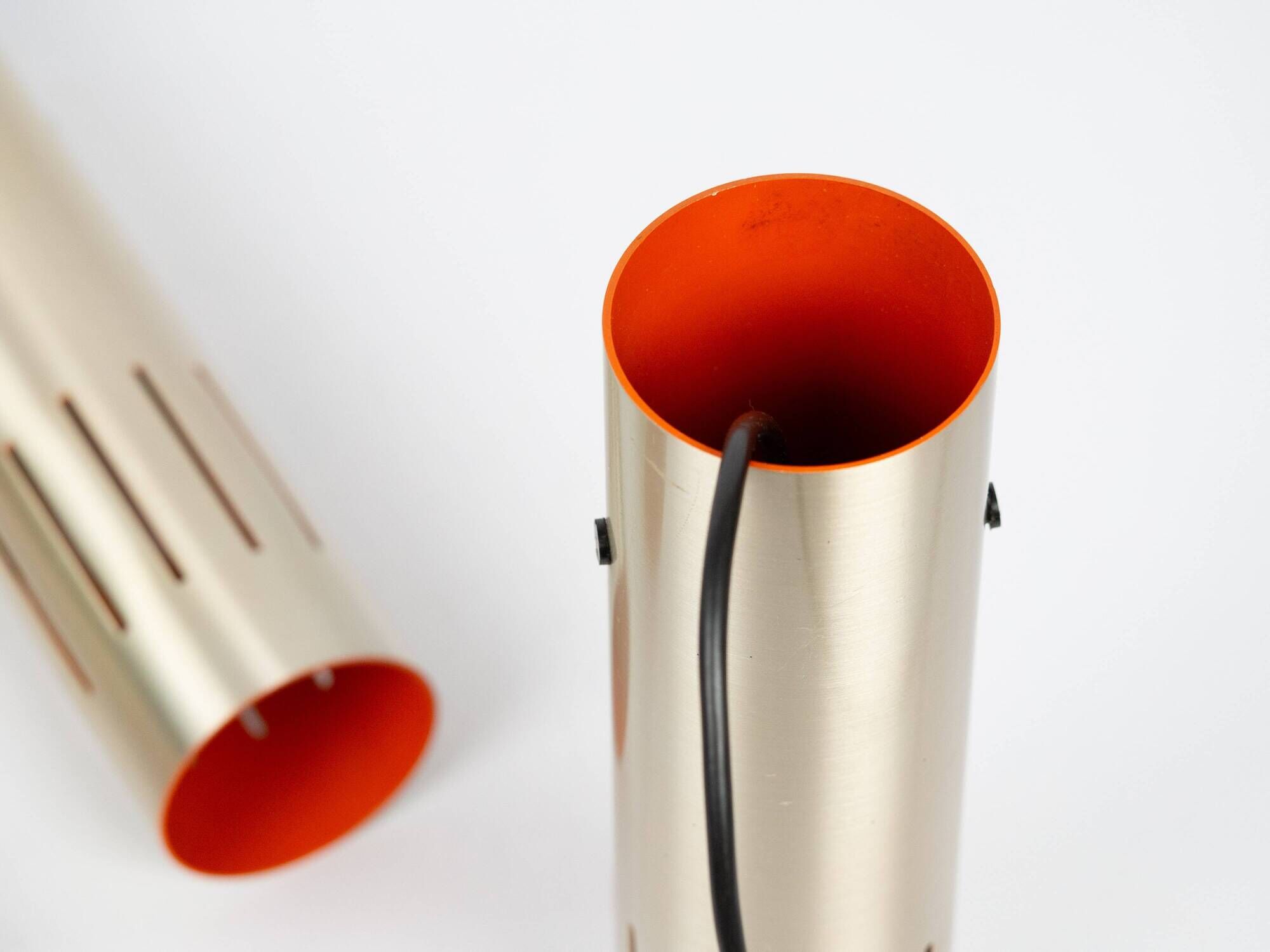 3 vintage trombone lamps from Denmark by Jo Hammerborg, Fog and Morup, 1960s.