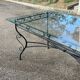 Glass and iron table with two side tables and 8 chairs