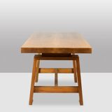 Light cherry wood varnished desk. 1970s