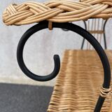 Wicker lyre side table