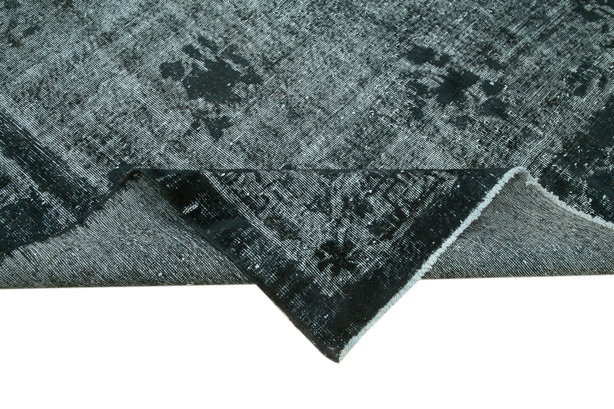 Hand-knotted rustic anatolian 1980s 212 cm x 326 cm black carpet