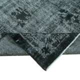 Hand-knotted rustic anatolian 1980s 212 cm x 326 cm black carpet