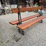 Public garden bench in the city of Paris