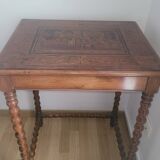 Marquetry table with drawer