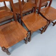 Set of 6 vintage brutalist chairs in oak wood from the 60s