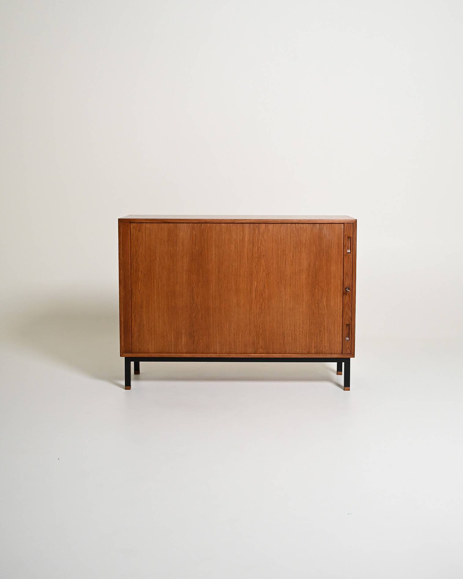 Scandinavian oak cabinet with tambour door, 1960s