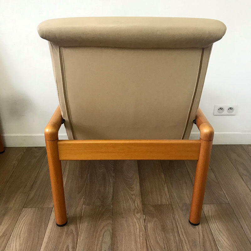 80s cream leather armchair Flàttoto