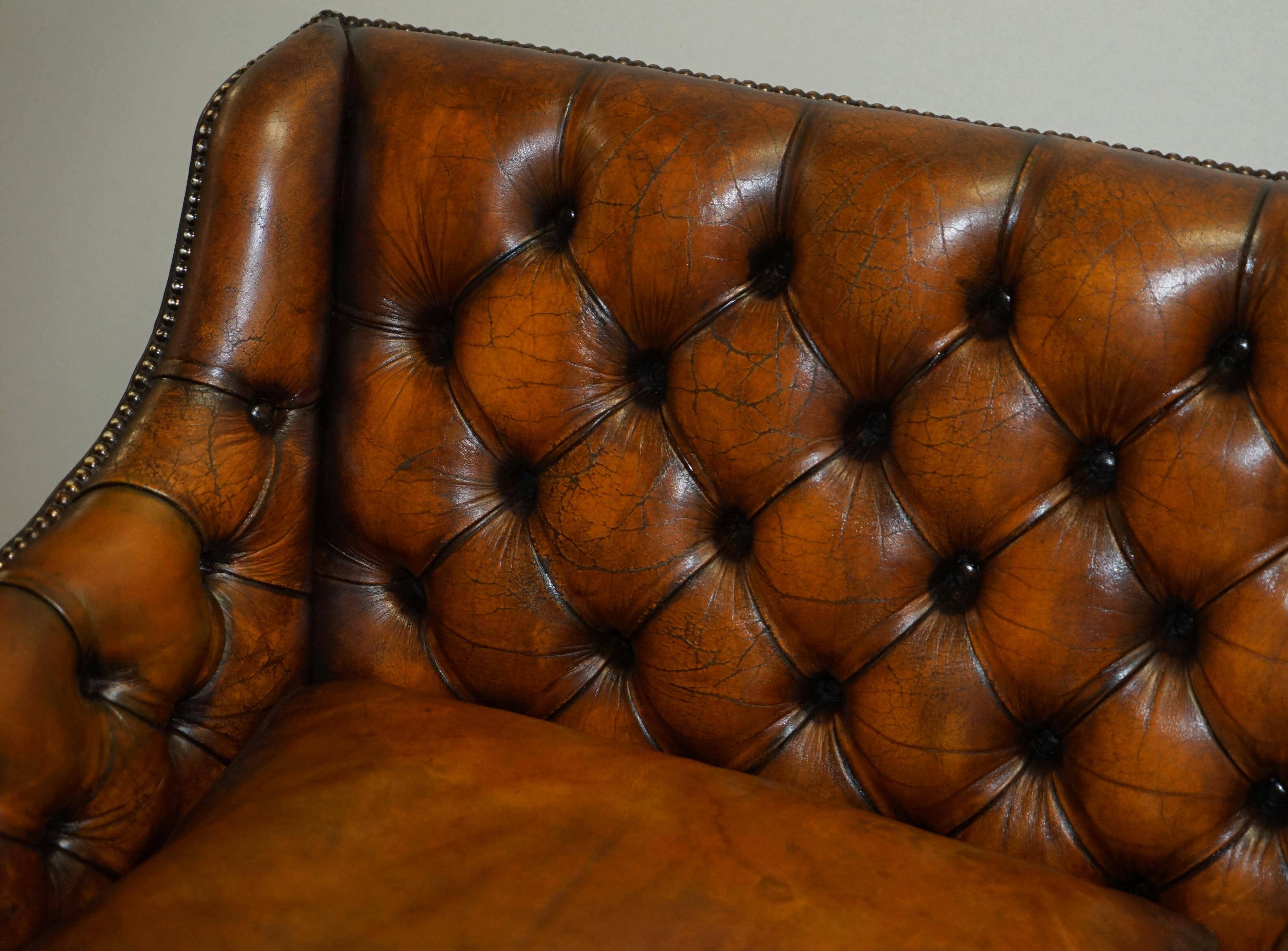 Restored leather Chesterfield sofa in Regency style