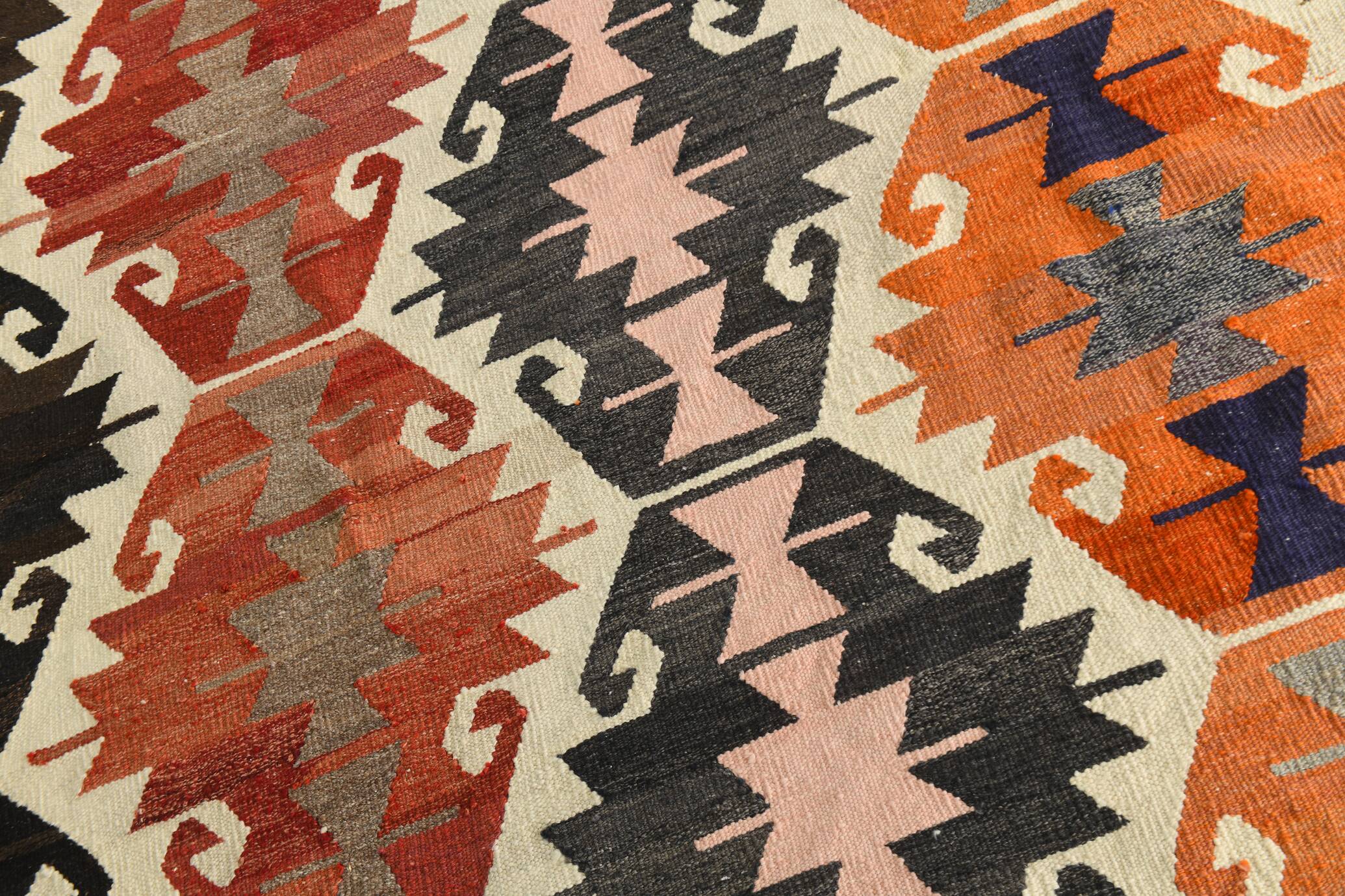 9x12 Geometric Style Turkish Vintage Kilim Rug, 264x383Cm