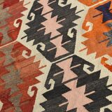 9x12 Geometric Style Turkish Vintage Kilim Rug, 264x383Cm