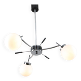Mid-Century Italian Chrome and Opaline Chandelier