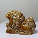 Vintage 60s-70s brown glazed ceramic Foo dog ashtray.