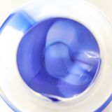 White and Blue Cased Murano Glass Vase "Wave" by Carlo Moretti, Italy