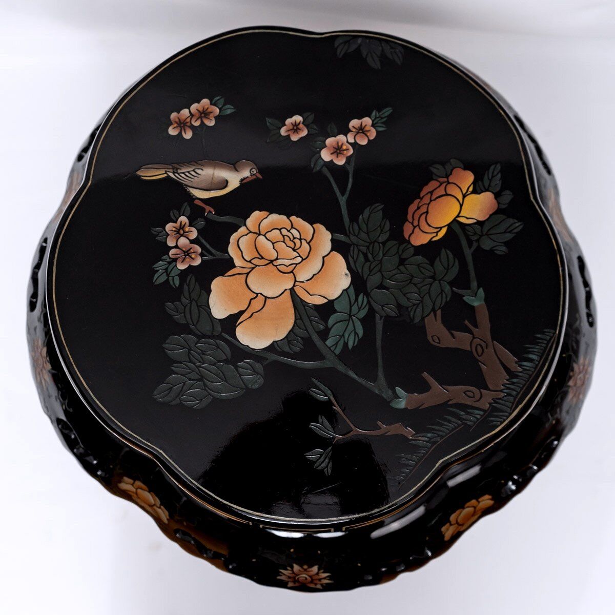 Pair of stools or side tables painted and lacquered wood - period: twentieth century