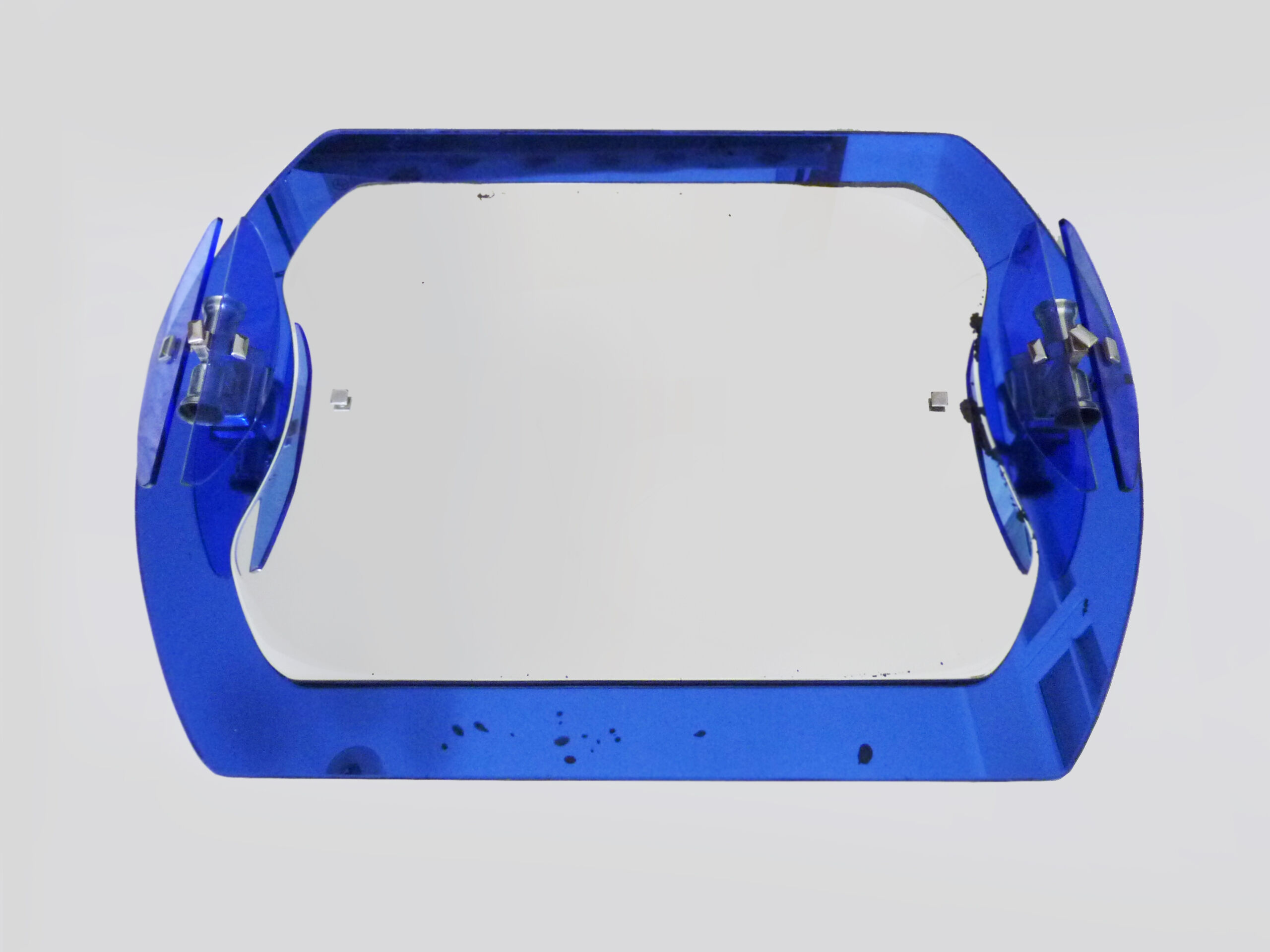 Veca cobalt blue mirror with 2 shades Veca, Italy, 70s, 71x63 cm