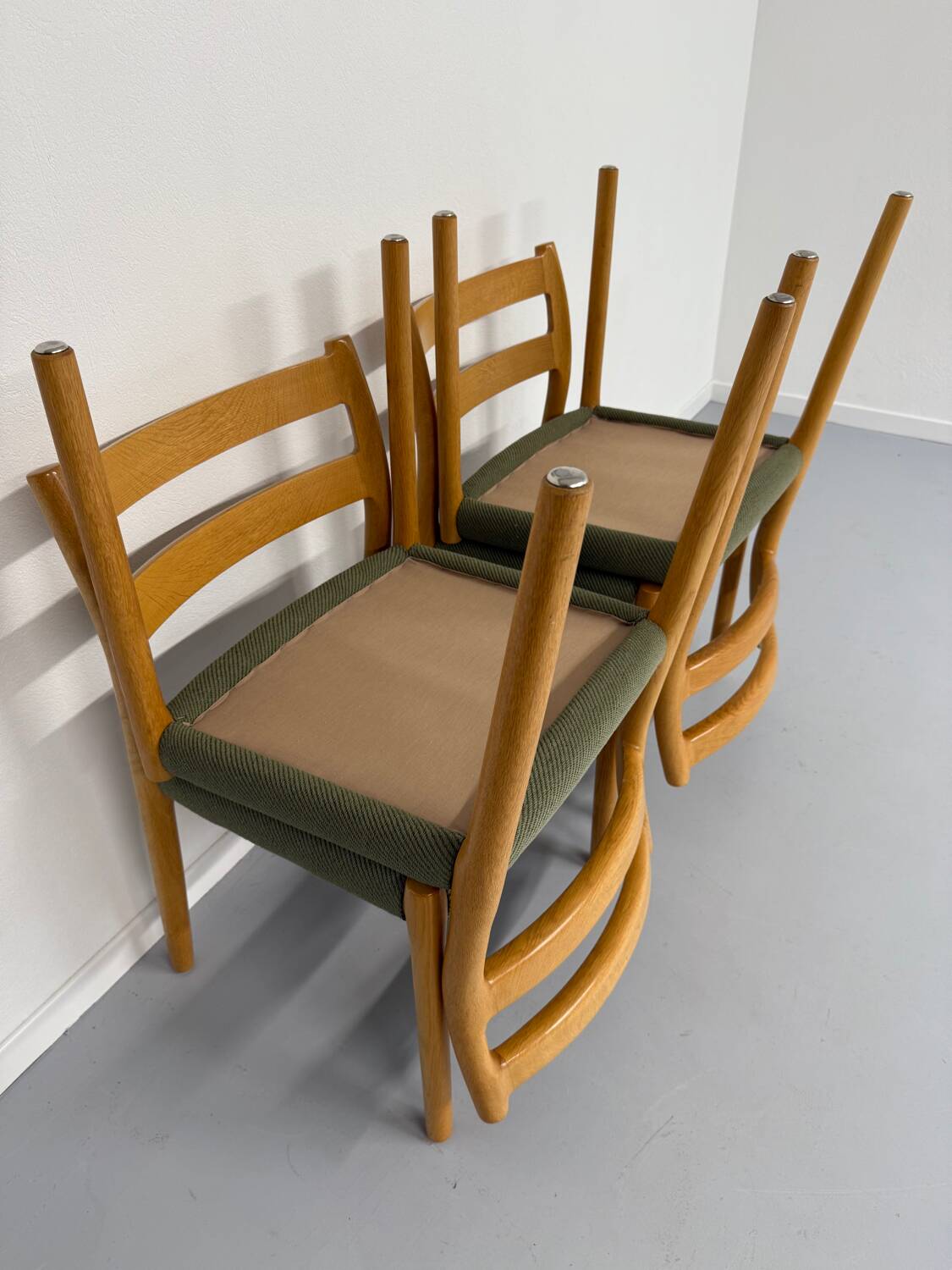 Set of 4 beech chairs designed by Niels Otto Møller, solid vintage beech