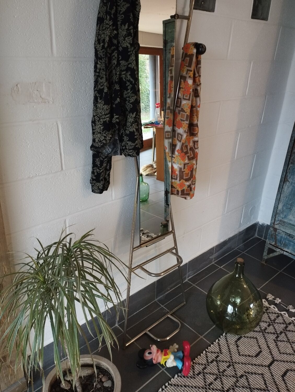 Cloakroom, coat rack, vintage mirror