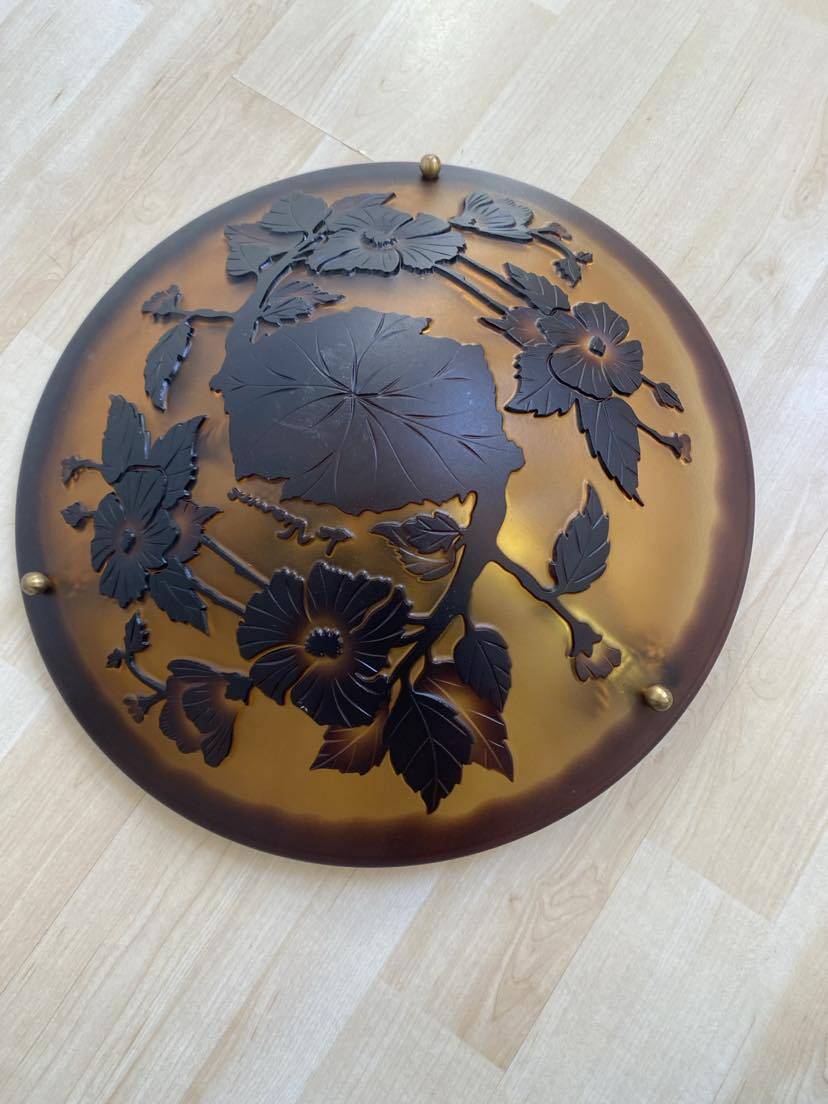 Art Nouveau 1-light basin pendant light signed by Vianne in glass paste