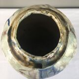 Thierry Basile vase in enamelled sandstone with abstract decoration