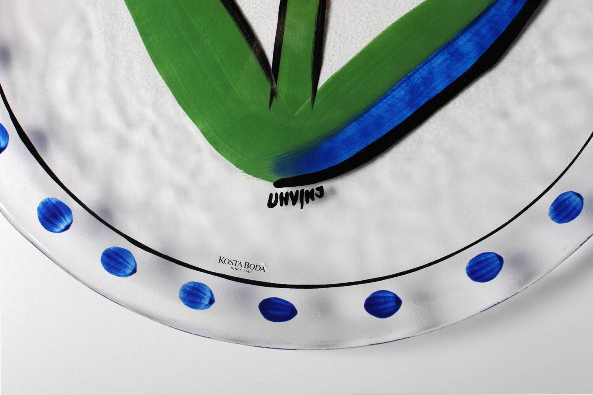 Large Kosta Boda Glass Plate by Ulrika Hydman Vallien / Sweden / 1991