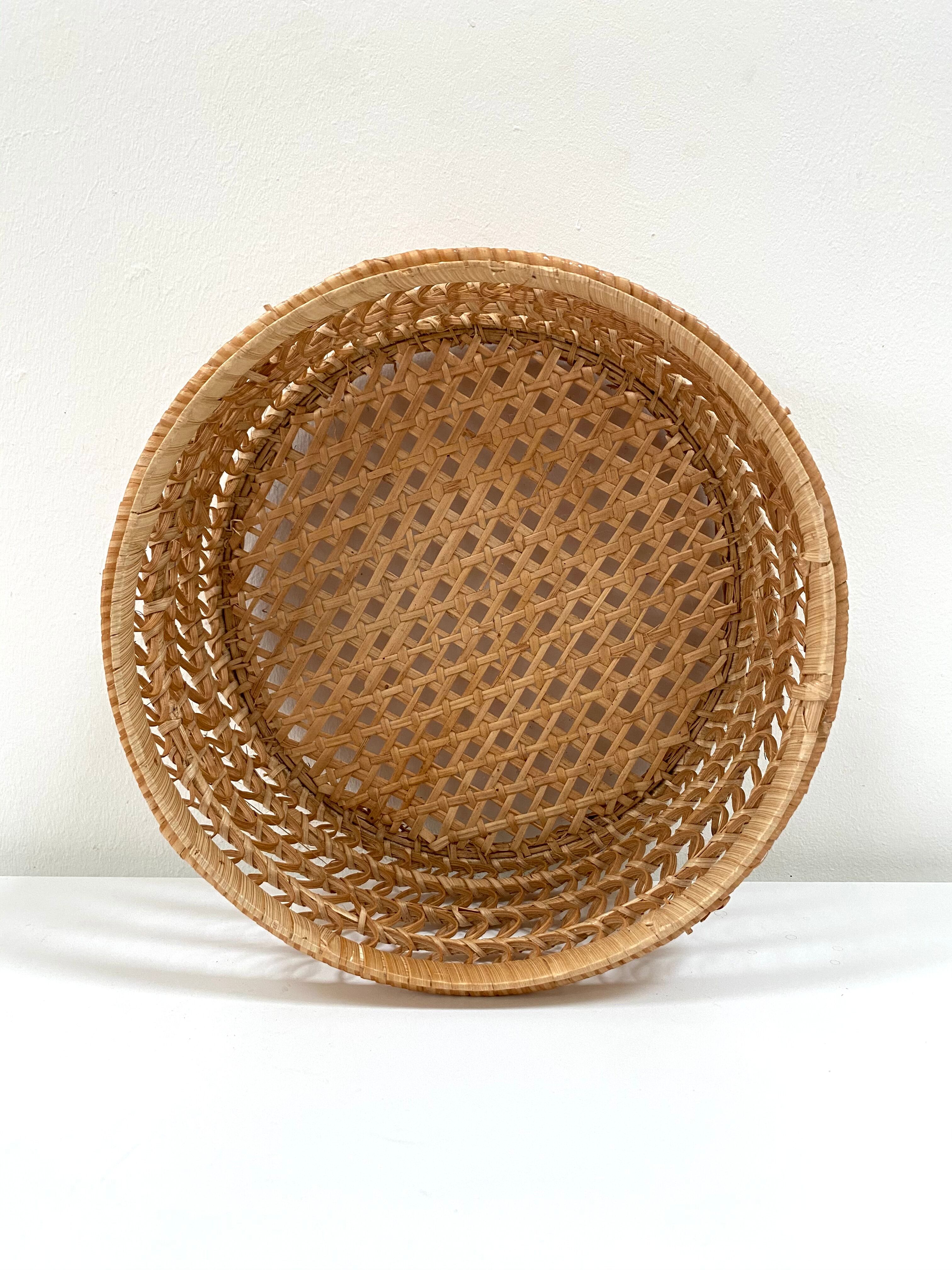 Braided rattan basket from the 70s
