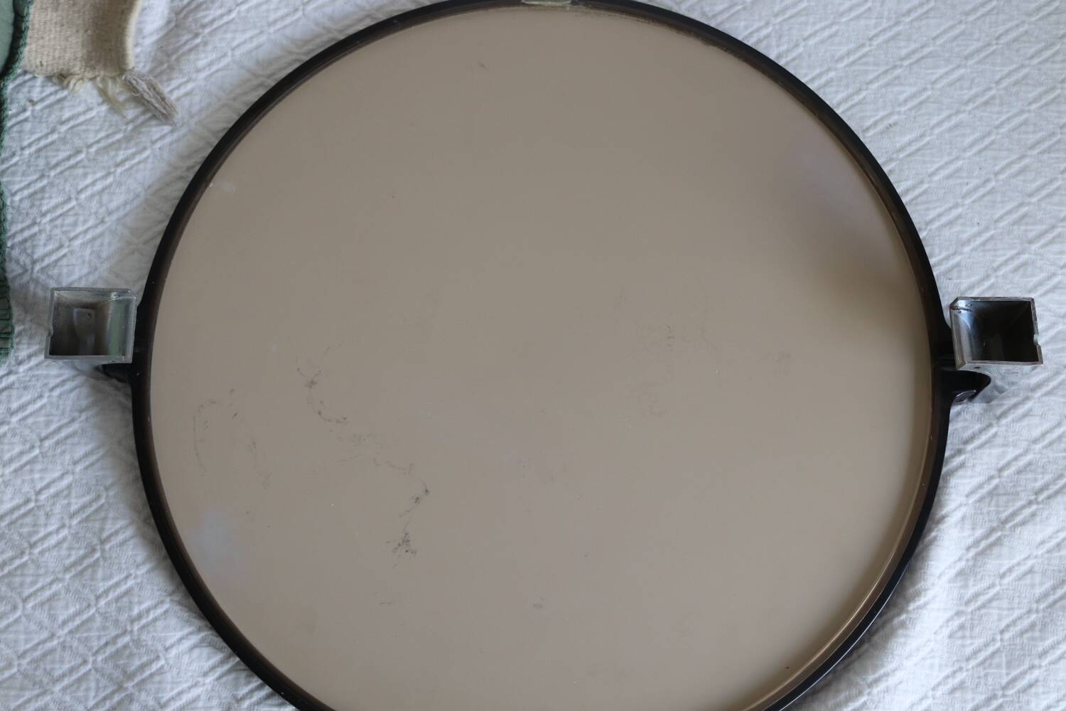 Vintage Smoked Plastic Round Wall Mirror