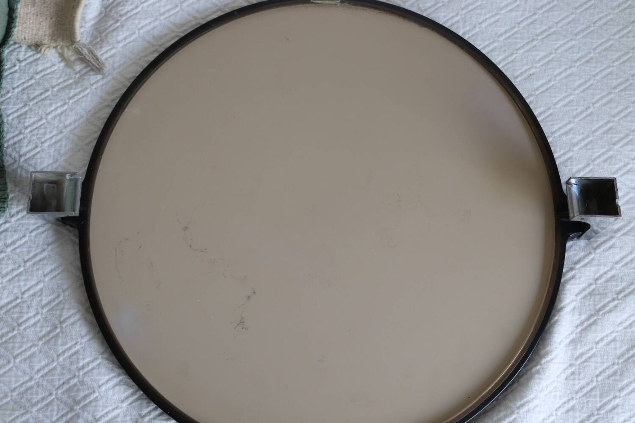 Miroir mural rond en plastique fumé vintage