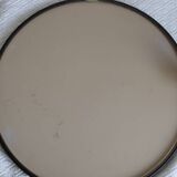 Vintage Smoked Plastic Round Wall Mirror