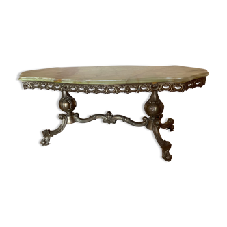 Old marble and brass coffee table