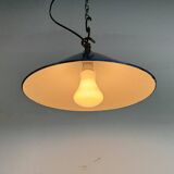 Industrial Blue Enamel Factory Pendant Lamp, 1950s