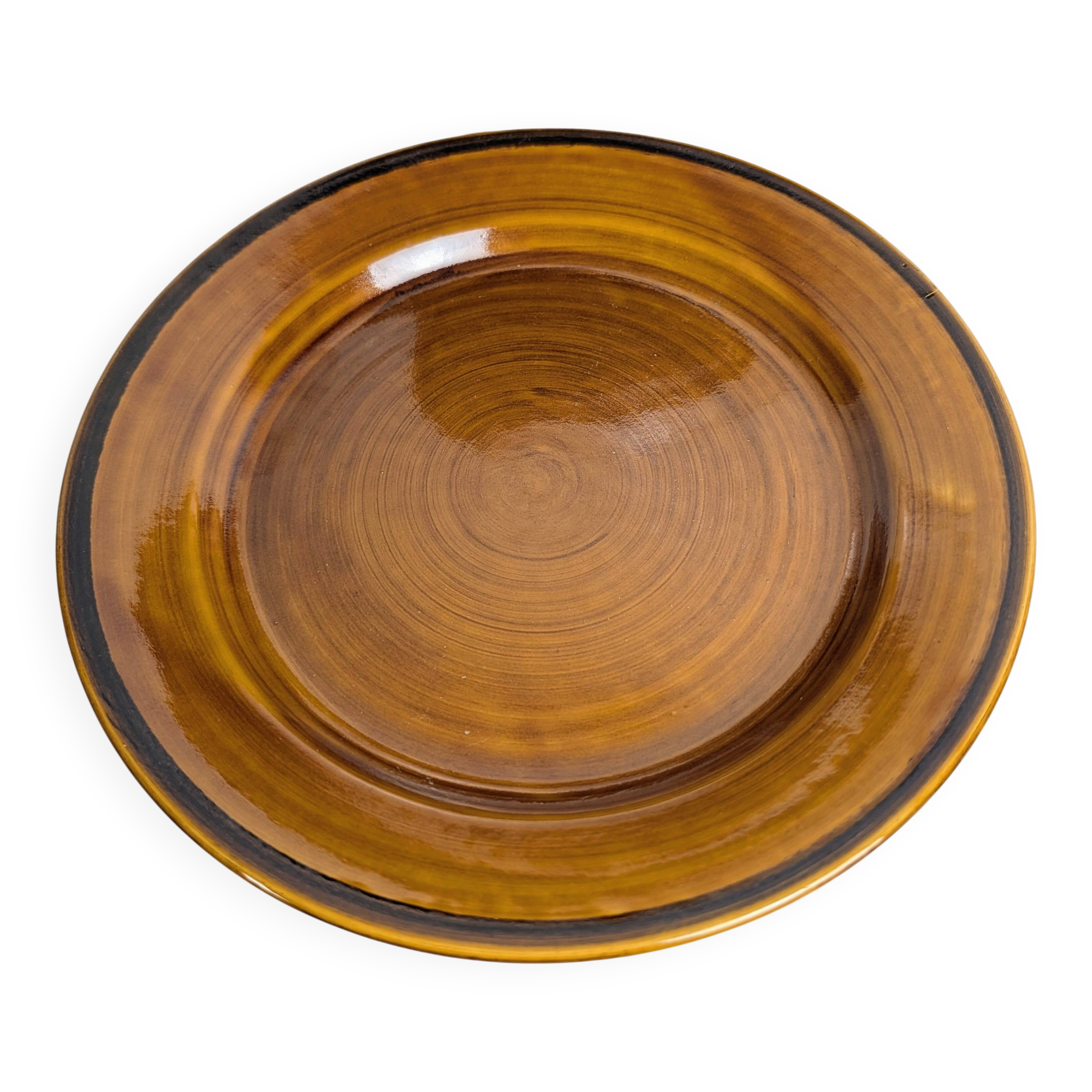 Amber earthenware plate from Saint-Clément, vintage