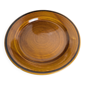Assiette en faïence de Saint-Clément ambrée, vintage