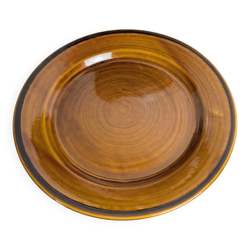 Assiette en faïence de Saint-Clément ambrée, vintage