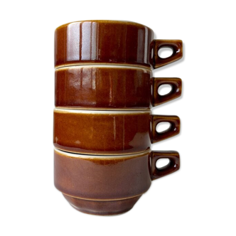 Set de 4 tasses à café en céramique marron