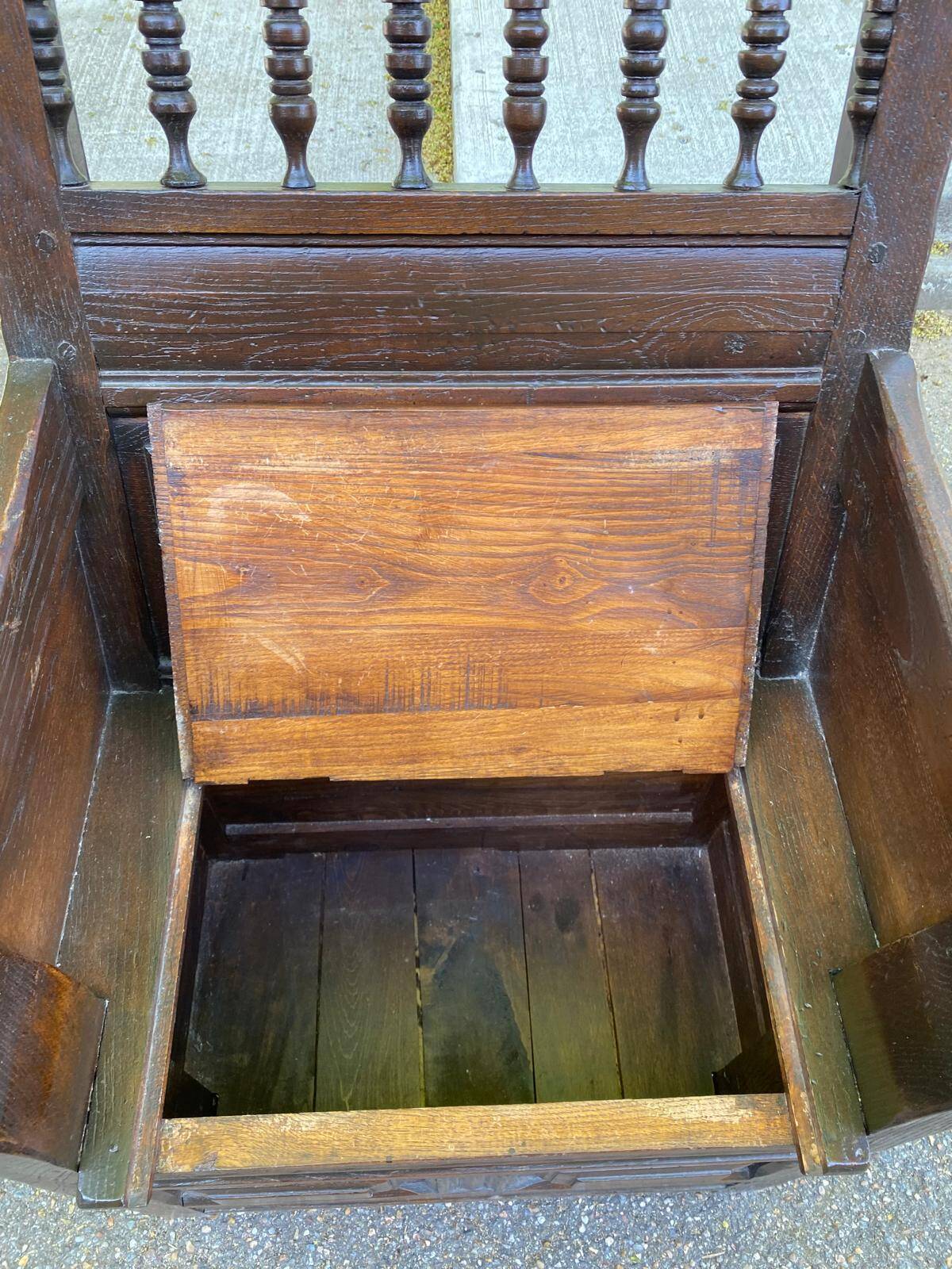 19th-century solid wood cathedral armchair
