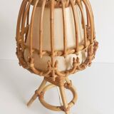 Midcentury Bamboo and Rattan Table Lamp, Attributed to Louis Sognot
