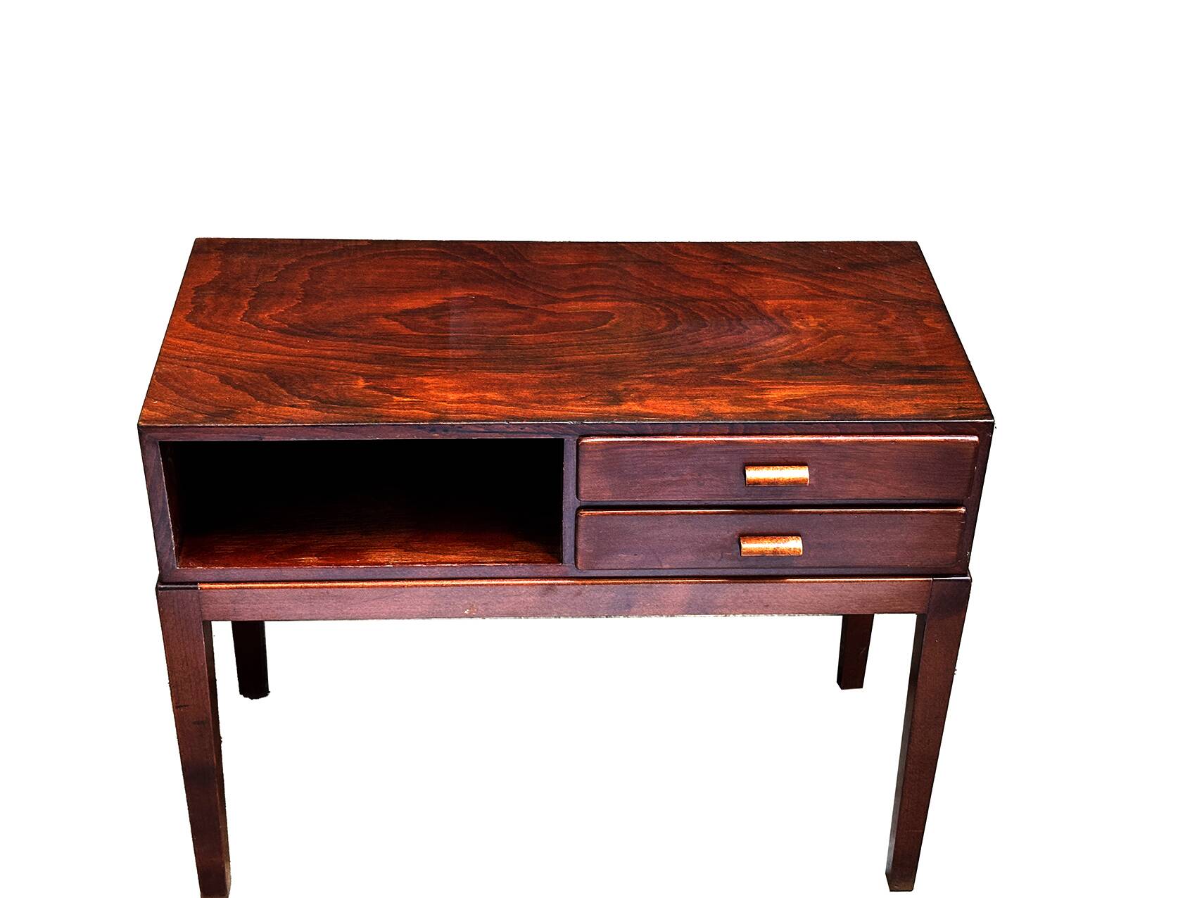 Entrance table made of stained beech wood, large space and two drawers